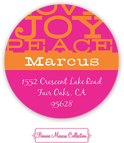 Bonnie Marcus Personalized Return Address Labels - Big Joy (Pink)