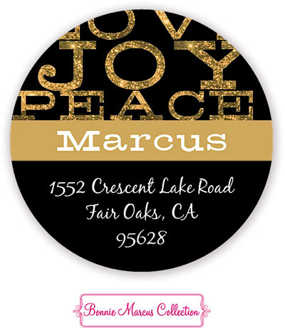 Bonnie Marcus Personalized Return Address Labels - Big Joy (Gold)