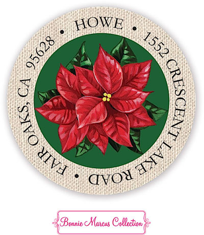 Bonnie Marcus Personalized Return Address Labels - Christmas Poinsettias