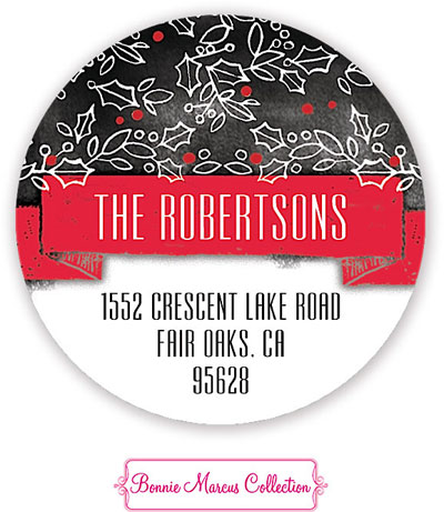 Bonnie Marcus Personalized Return Address Labels - Happy Holiday (Red)