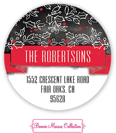 Bonnie Marcus Personalized Return Address Labels - Happy Holiday (Red) Bonnie Marcus Personalized Return Address Labels - Happy Holiday (Red)