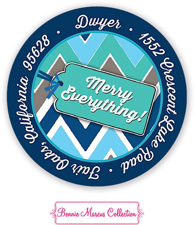 Bonnie Marcus Personalized Return Address Labels - Merry Everything! (Blue)