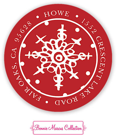 Bonnie Marcus Personalized Return Address Labels - Red Snowflake