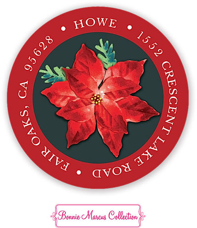 Bonnie Marcus Personalized Return Address Labels - Season of Poinsettias