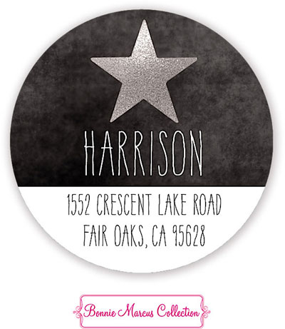 Bonnie Marcus Personalized Return Address Labels - Glitter Star (Silver)