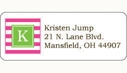 Donovan Designs - Personalized Return Address Labels (Pink Stripe)