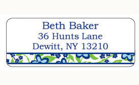 Donovan Designs - Personalized Return Address Labels (Blue Flower)