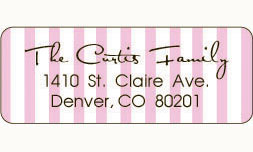 Donovan Designs - Personalized Return Address Labels (Pale Pink Stripe)