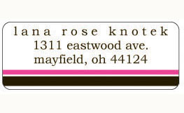 Donovan Designs - Personalized Return Address Labels (Black/Pink Stripe)
