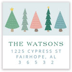 Holiday Address Labels by HollyDays (Cute Pastel Christmas Trees)