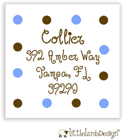 Little Lamb Design Address Labels - Blue Dotted Border