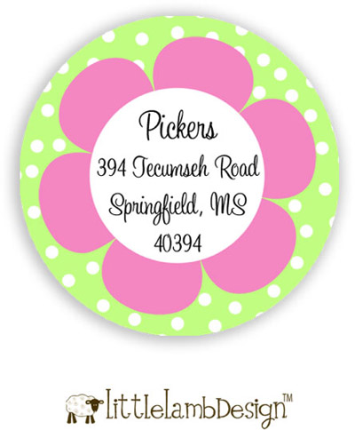 Little Lamb Design Address Labels - Pink Flower