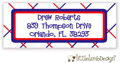 Little Lamb Design Address Labels - Red and Blue Stripes Little Lamb Design Address Labels - Red and Blue Stripes