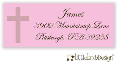 Little Lamb Design Address Labels - Pink Cross