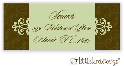 Little Lamb Design Address Labels - Elegant Green and Brown