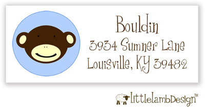 Little Lamb Design Address Labels - Blue Monkey Face