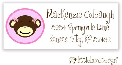 Little Lamb Design Address Labels - Pink Monkey Face Little Lamb Design Address Labels - Pink Monkey Face