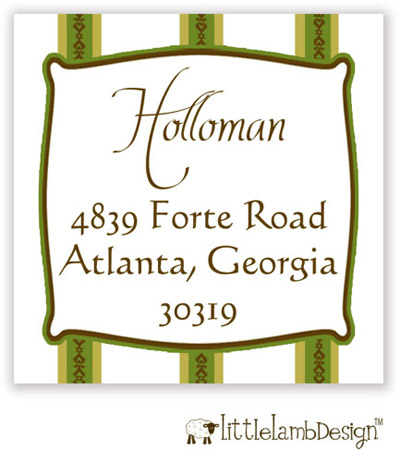 Little Lamb Design Address Labels - Olive and Gold Striped Little Lamb Design Address Labels - Olive and Gold Striped
