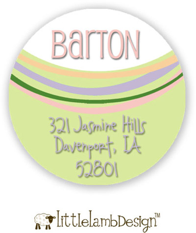 Little Lamb Design Address Labels - Green Curved Bands