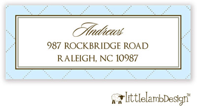 Little Lamb Design Address Labels - Blue Quilted