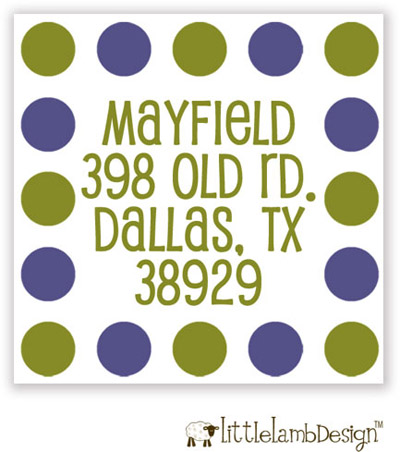 Little Lamb Design Address Labels - Blue and Green Dots