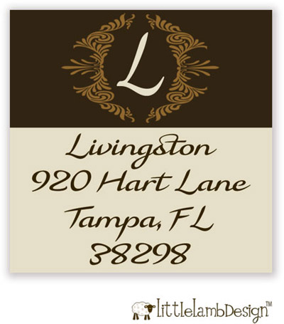 Little Lamb Design Address Labels - Elegant Brown Initial