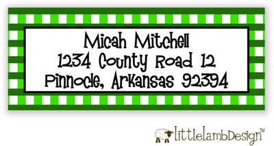 Little Lamb Design Address Labels - Green Checkered Little Lamb Design Address Labels - Green Checkered