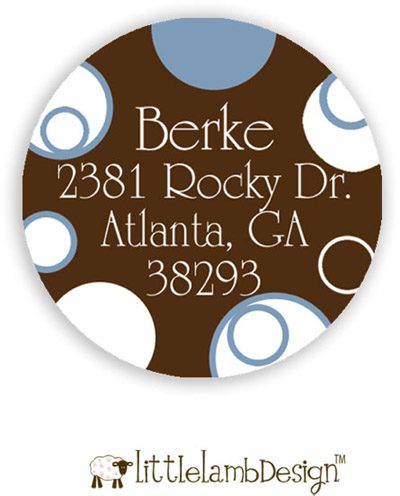 Little Lamb Design Address Labels - Blue and Brown Dots