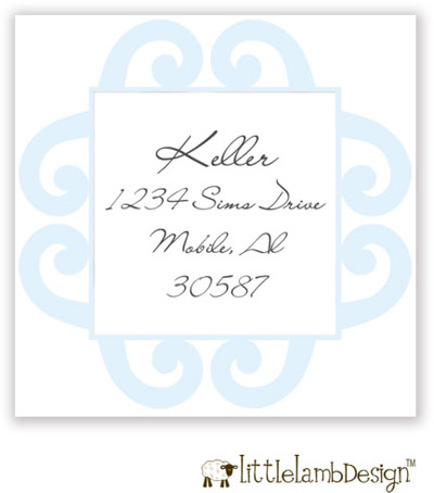Little Lamb Design Address Labels - Elegant Blue Frame