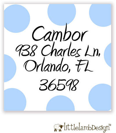 Little Lamb Design Address Labels - Blue Polka Dots