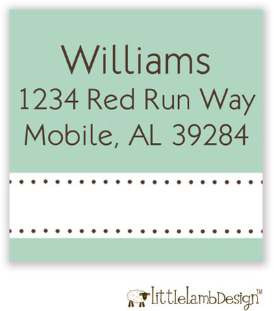 Little Lamb Design Address Labels - Green Ribbon