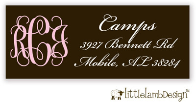 Little Lamb Design Address Labels - Pink Monogram