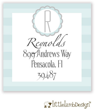 Little Lamb Design Address Labels - Baby Blue Initial