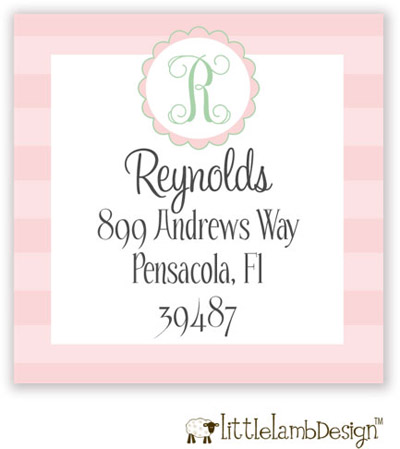 Little Lamb Design Address Labels - Baby Pink Initial