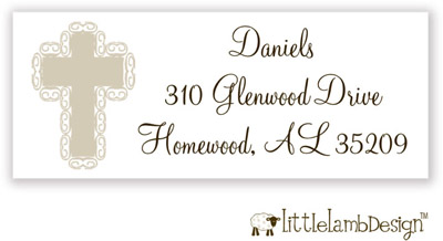 Little Lamb Design Address Labels - Beige Cross