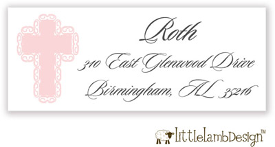 Little Lamb Design Address Labels - Pink Cross