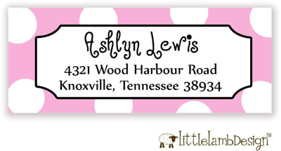 Little Lamb Design Address Labels - Pink and White Dots Little Lamb Design Address Labels - Pink and White Dots