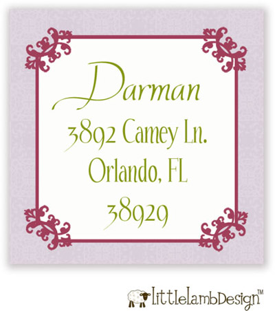 Little Lamb Design Address Labels - Elegant Mauve Frame