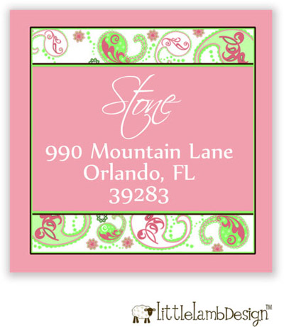 Little Lamb Design Address Labels - Pink Paisley