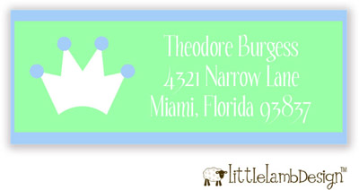 Little Lamb Design Address Labels - Blue and Green Crown