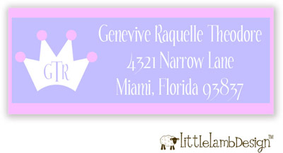 Little Lamb Design Address Labels - Pink and Purple Crown Little Lamb Design Address Labels - Pink and Purple Crown