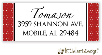 Little Lamb Design Address Labels - Red Swiss Dots