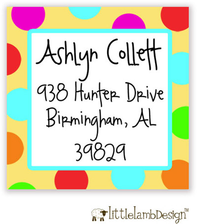 Little Lamb Design Address Labels - Colorful Dots