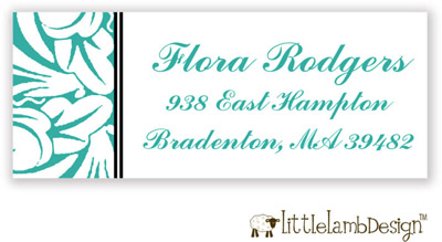 Little Lamb Design Address Labels - Teal and White Floral