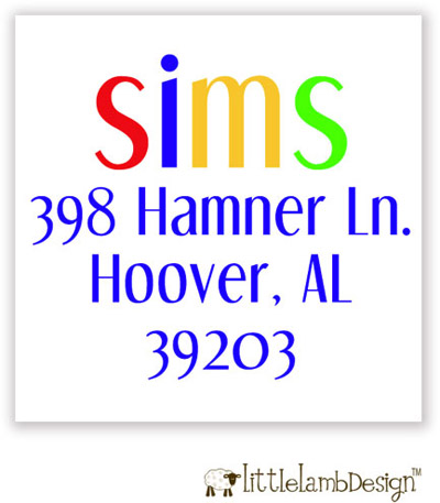 Little Lamb Design Address Labels - Colorful Name