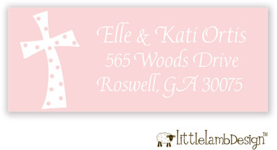 Little Lamb Design Address Labels - Pink Cross