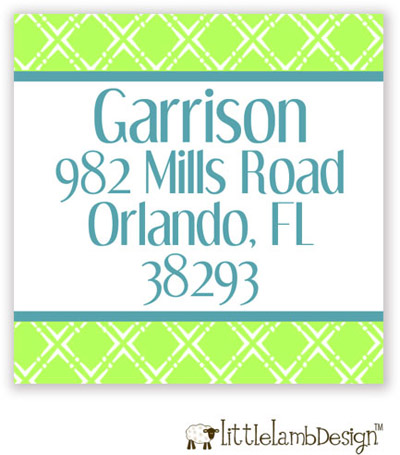 Little Lamb Design Address Labels - Green Diamond