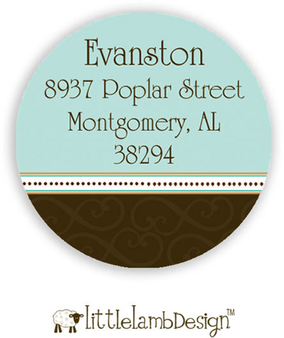 Little Lamb Design Address Labels - Elegant Blue and Brown