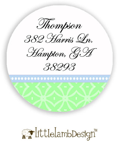 Little Lamb Design Address Labels - Blue and Green