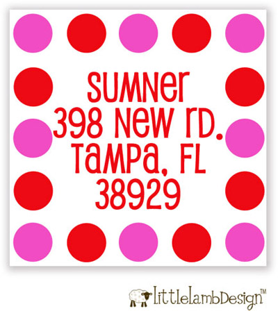 Little Lamb Design Address Labels - Pink and Red Dots